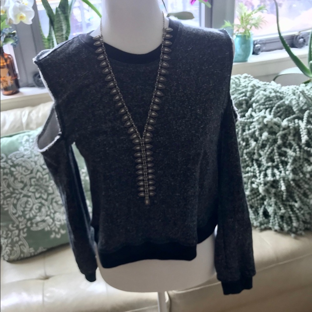 Cold Shoulder Gray + Black Sweatshirt
